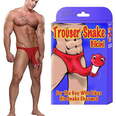 Male Power Trouser Snake Bikini Red O/S