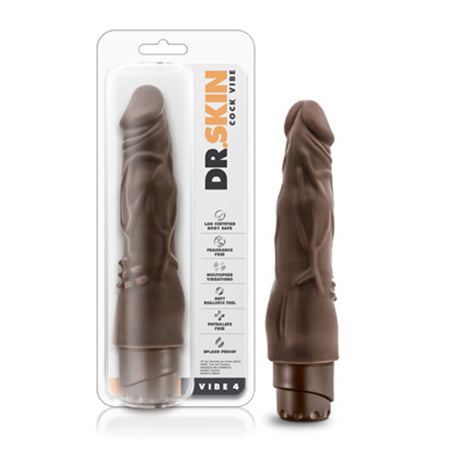 Dr. Skin Vibe 4 Realistic 8 in. Vibrating Dildo Brown