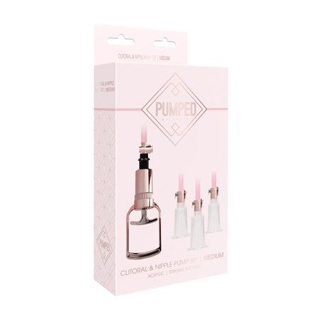 Pumped 4-Piece Clitoral & Nipple Pump Kit Rose Medium