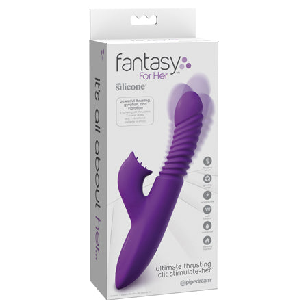 Fantasy For Her Rechargeable Silicone Ultimate Thrusting Clit Stimulate-Her Purple