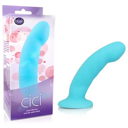 Luxe Cici 6.5 in. Curved Silicone Dildo Blue
