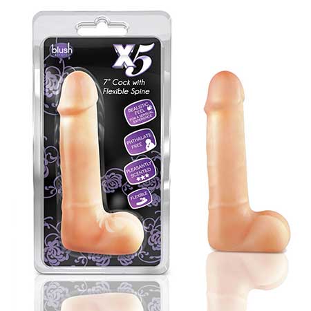 X5 Plus Realistic 7 in. Posable Dildo with Balls Beige