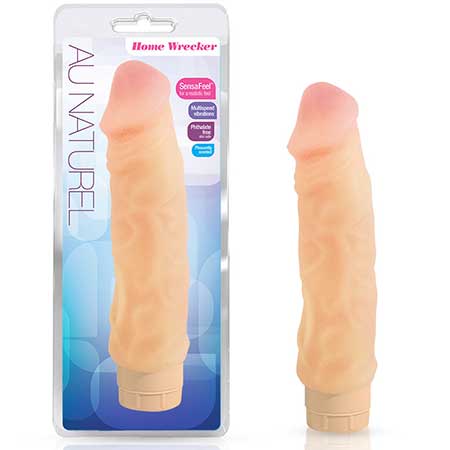Au Naturel Home Wrecker 9.5 in. Dual Density Vibrating Dildo Beige