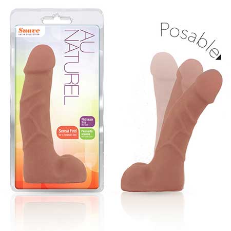 Au Naturel Suave 7 in. Posable Dual Density Dildo with Balls Tan
