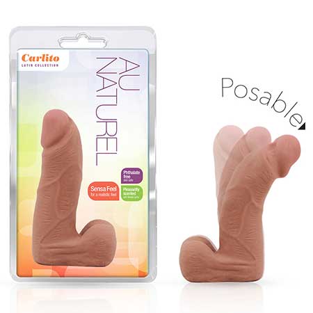 Au Naturel Carlito 5 in. Posable Dual Density Dildo with Balls Tan