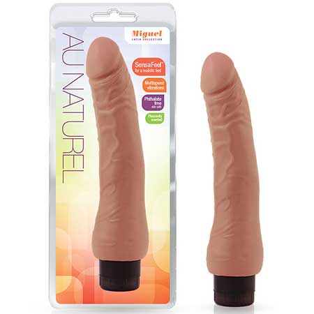 Au Naturel Miguel 10 in. Dual Density Vibrating Dildo Tan