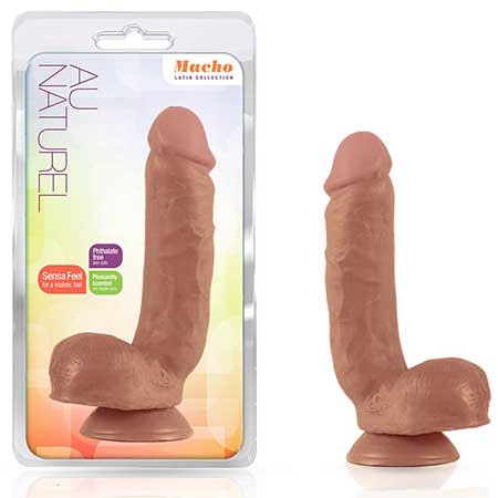 Au Naturel Macho 8.5 in. Posable Dual Density Dildo with Balls Tan