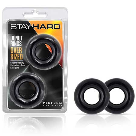 Stay Hard Donut Rings Oversized Cockring 2-Pack Black
