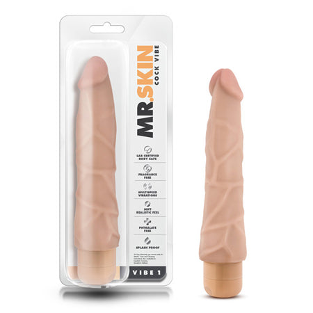Dr. Skin Vibe 1 Realistic 9 in. Vibrating Dildo Beige