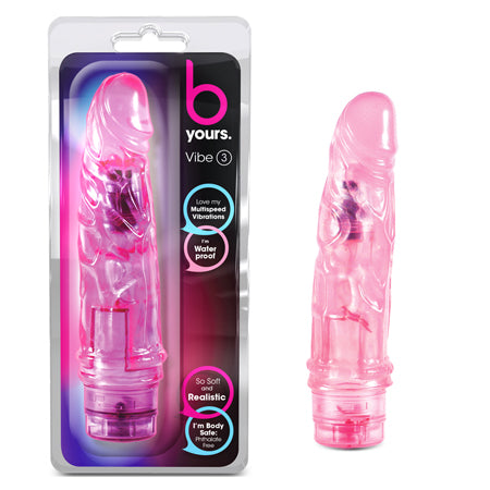 B Yours Vibe 3 Realistic 7.75 in. Vibrating Dildo Pink