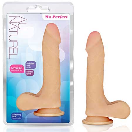Au Naturel Mister Perfect 8.5 in. Posable Dual Density Dildo with Balls Beige