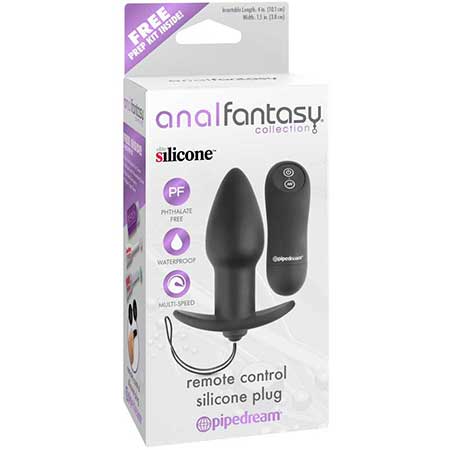 Anal Fantasy Collection Vibrating Remote Control Silicone Plug Black