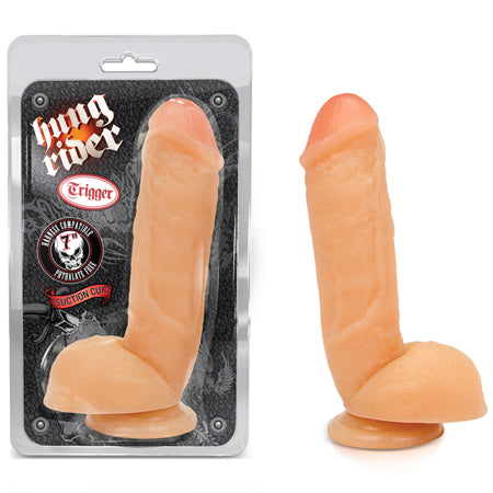 Hung Rider Trigger Realistic 8.5 in. Dildo with Balls Beige
