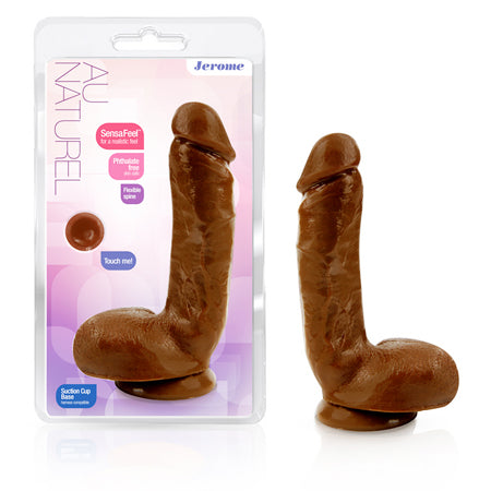Au Naturel Jerome 8.5 in. Posable Dual Density Dildo with Balls Brown
