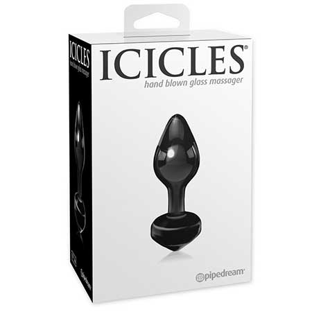 Icicles No. 44 Glass Anal Plug 3.25 in. Black