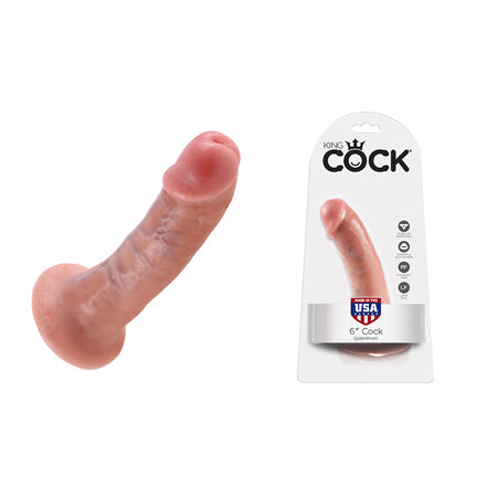 King Cock 6 in. Cock Realistic Dildo With Suction Cup Beige