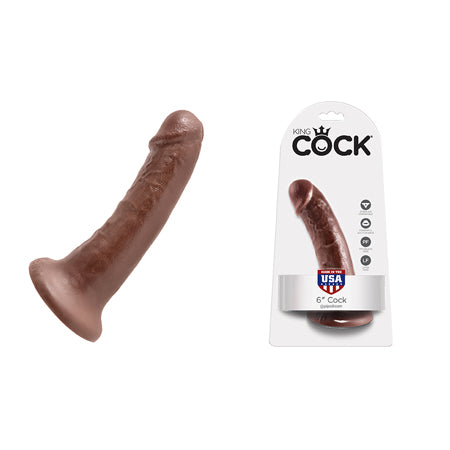 King Cock 6 in. Cock Realistic Dildo With Suction Cup Brown