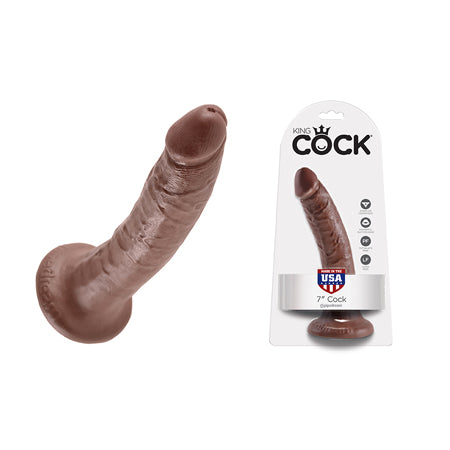 King Cock 7 in. Cock Realistic Dildo With Suction Cup Brown
