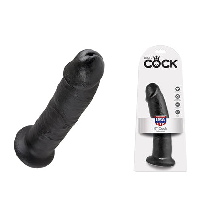 King Cock 9 in. Cock Realistic Dildo With Suction Cup Black