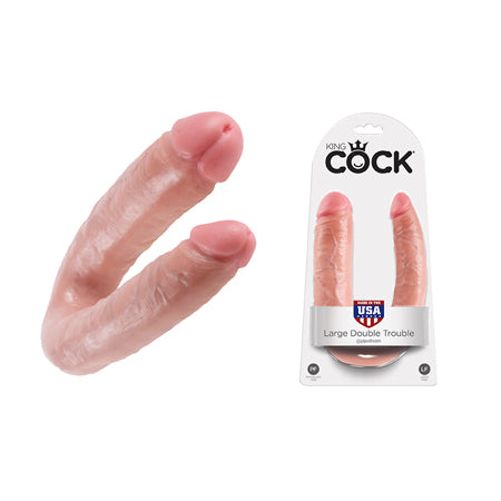 King Cock Double Trouble Large 7 in. Realistic Dual-Ended Dildo Beige
