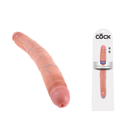 King Cock 12 in. Slim Double Dildo Realistic Beige