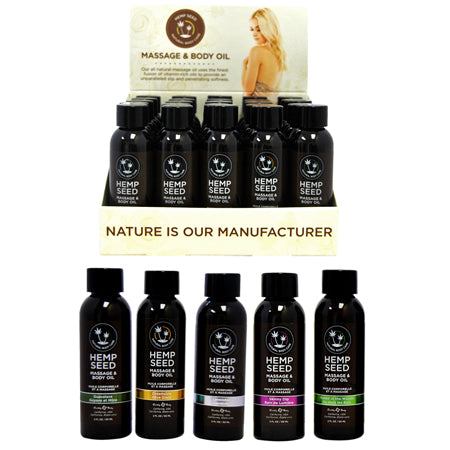 Earthly Body Massage Oil Counter Display #1 25pc Display with 5 2oz of each Dreamsicle,Lavender,Skinny Dip, Naked- Woods & Guavalava