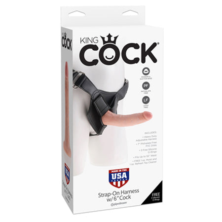 King Cock Strap-On Harness With 6 in. Cock Beige