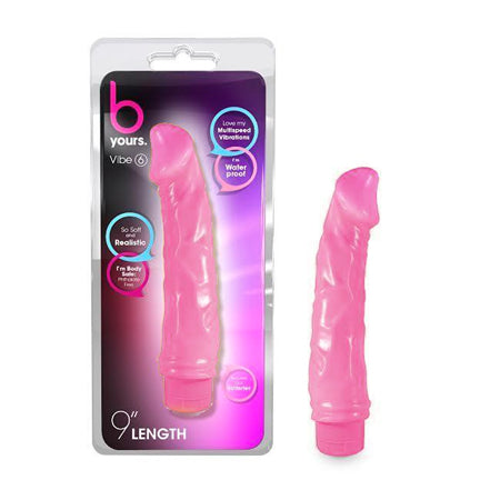 B Yours Vibe 6 Realistic 9.25 in. Vibrating Dildo Pink