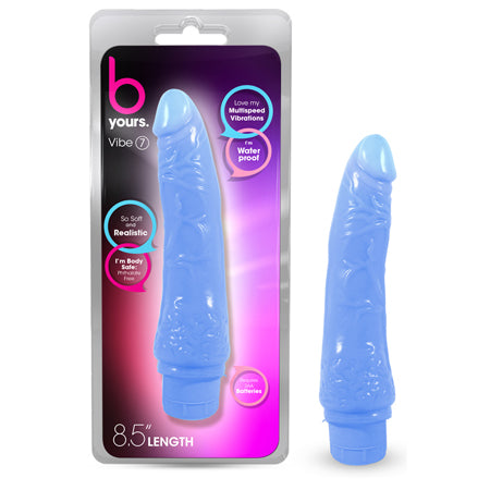 B Yours Vibe 7 Realistic 8.75 in. Vibrating Dildo Blue