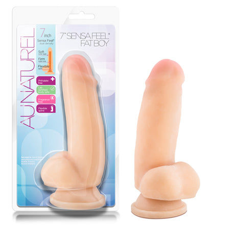 Au Naturel 7 in. Sensa Feel Fat Boy Posable Dual Density Dildo Beige