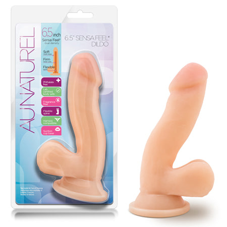 Au Naturel 6.5 in. Posable Dual Density Dildo with Balls Beige
