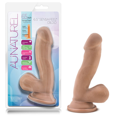 Au Naturel 6.5 in. Posable Dual Density Dildo with Balls Tan