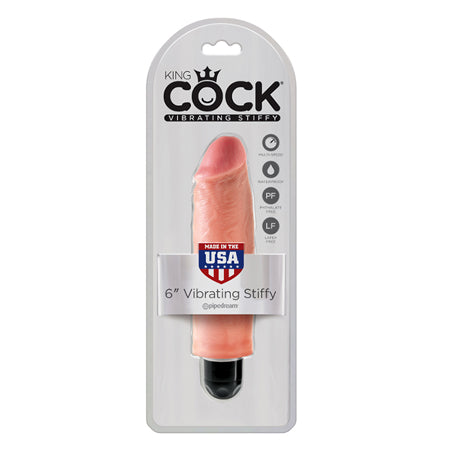 King Cock 6 in. Vibrating Stiffy Realistic Dildo Beige