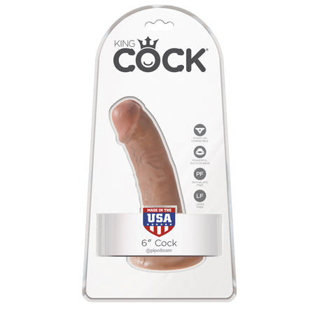 King Cock 6 in. Cock Realistic Dildo With Suction Cup Tan
