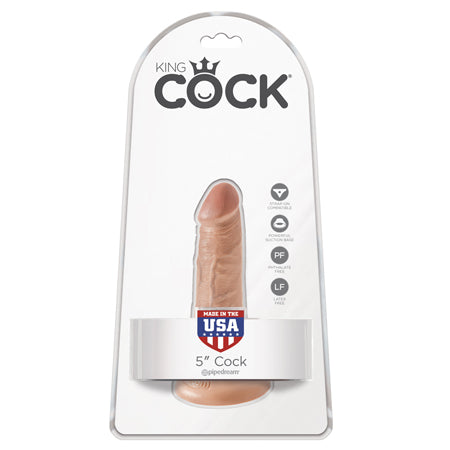 King Cock 5 in. Cock Realistic Dildo With Suction Cup Tan