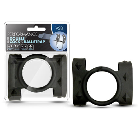 Performance VS8 Silicone Double Cock & Ball Strap Black