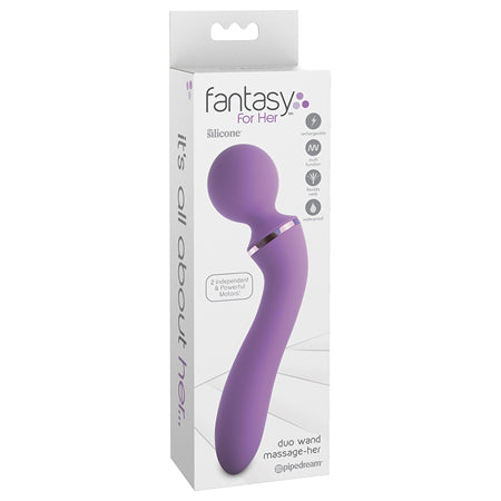 Fantasy For Her Duo Wand Massage-Her Rechargeable Silicone Dual-Ended Vibrator Purple