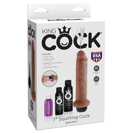 King Cock 7 in. Squirting Cock Realistic Dildo Tan