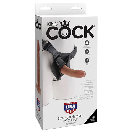 King Cock Strap-on Harness With 6 in. Cock Tan