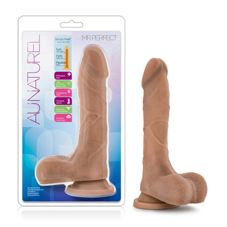 Au Naturel Mister Perfect 8.5 in. Posable Dual Density Dildo with Balls Tan