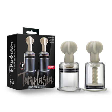 Temptasia Clit and Nipple Twist Suckers 2-Piece Set Large Clear