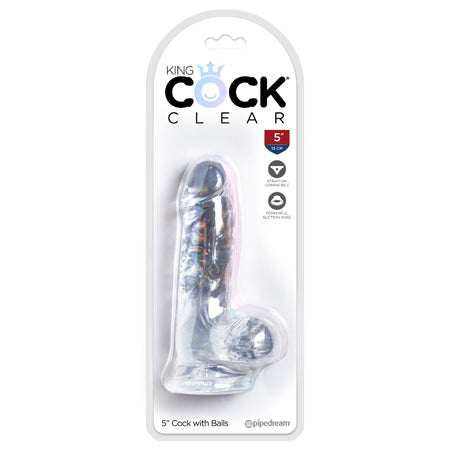 King Cock Clear 5 in. Cock With Balls Realistic Suction Cup Dildo